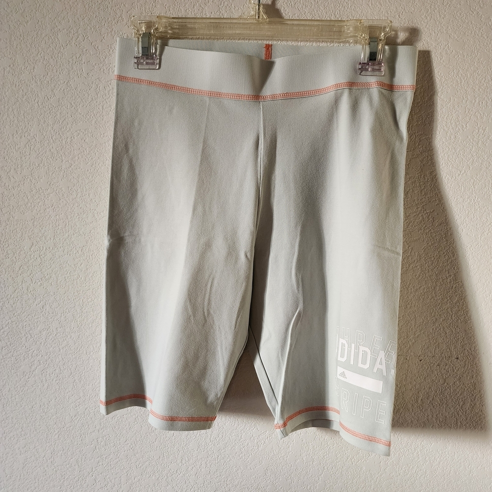 NWT Adidas Women's Light Gray Cotton Shorts with Orange Trim Size: Medium